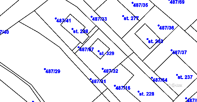 Parcela st. 329 v KÚ Nová Ves pod Přimdou, Katastrální mapa