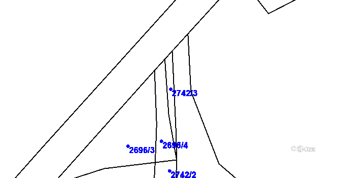 Parcela st. 2742/3 v KÚ Nová Ves pod Přimdou, Katastrální mapa