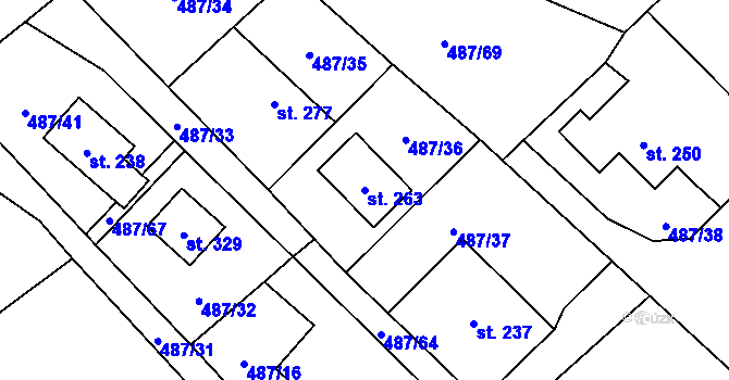Parcela st. 263 v KÚ Nová Ves pod Přimdou, Katastrální mapa