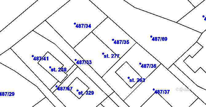 Parcela st. 277 v KÚ Nová Ves pod Přimdou, Katastrální mapa