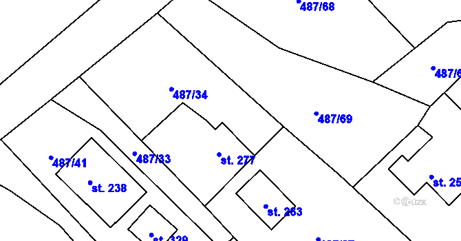 Parcela st. 487/35 v KÚ Nová Ves pod Přimdou, Katastrální mapa