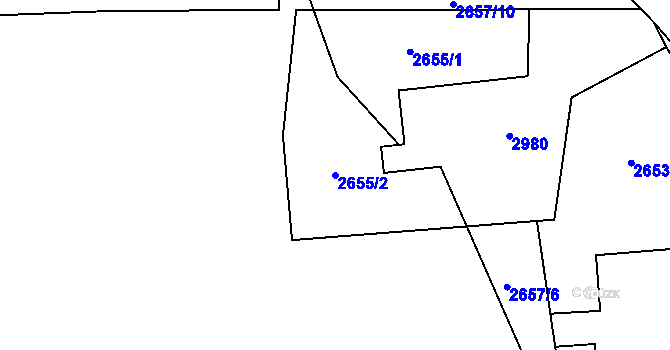 Parcela st. 2655/2 v KÚ Nová Ves pod Přimdou, Katastrální mapa