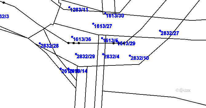 Parcela st. 2832/4 v KÚ Nová Ves pod Přimdou, Katastrální mapa