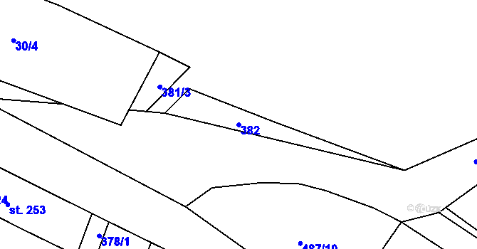 Parcela st. 382 v KÚ Nová Ves pod Přimdou, Katastrální mapa