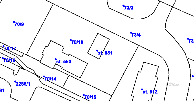 Parcela st. 551 v KÚ Přimda, Katastrální mapa