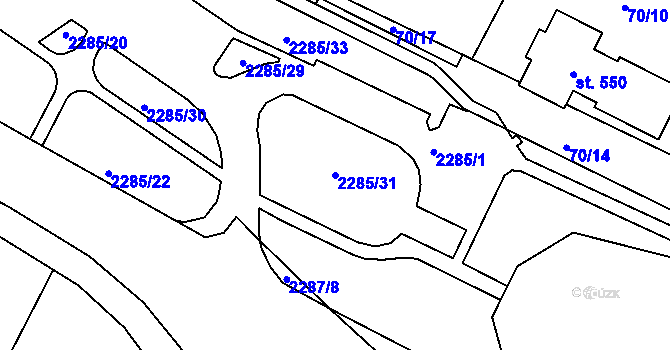 Parcela st. 2285/31 v KÚ Přimda, Katastrální mapa