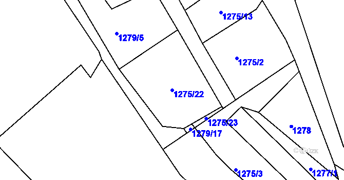 Parcela st. 1275/22 v KÚ Přimda, Katastrální mapa