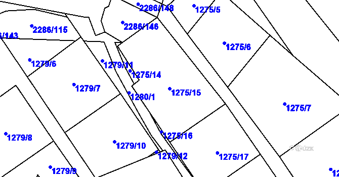 Parcela st. 1275/15 v KÚ Přimda, Katastrální mapa