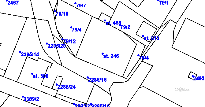 Parcela st. 246 v KÚ Přimda, Katastrální mapa