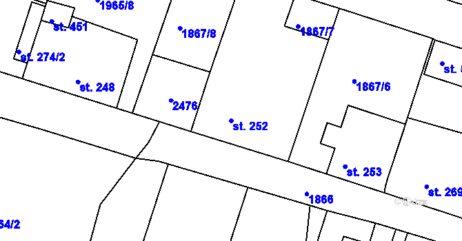 Parcela st. 252 v KÚ Přimda, Katastrální mapa