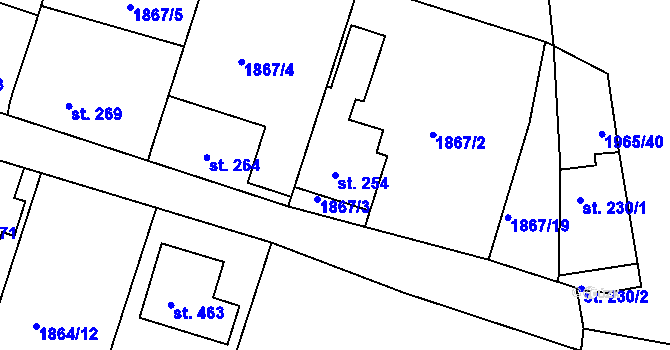Parcela st. 254 v KÚ Přimda, Katastrální mapa