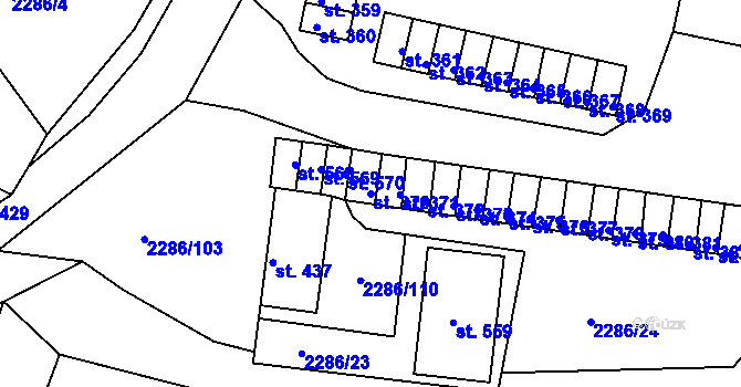 Parcela st. 370 v KÚ Přimda, Katastrální mapa