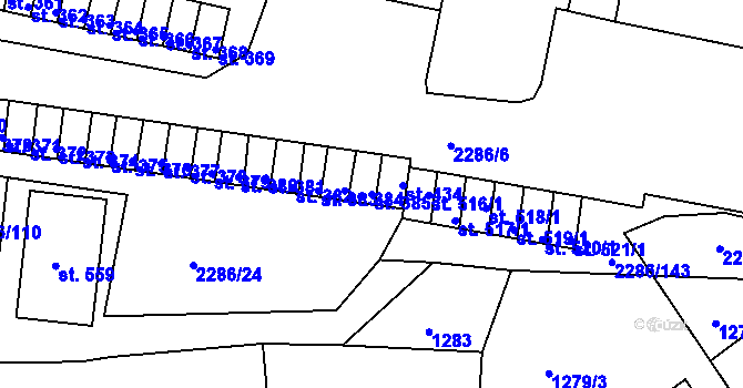 Parcela st. 385 v KÚ Přimda, Katastrální mapa