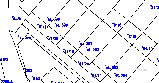 Parcela st. 391 v KÚ Přimda, Katastrální mapa