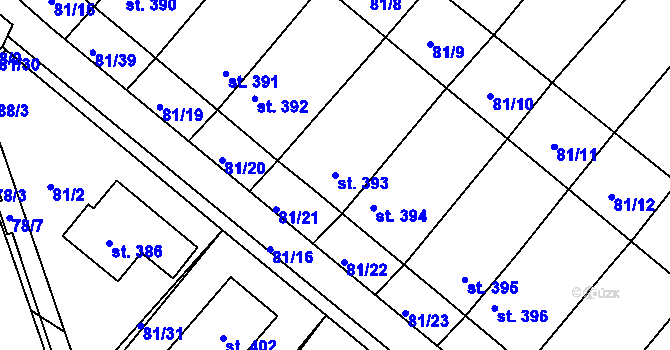 Parcela st. 393 v KÚ Přimda, Katastrální mapa