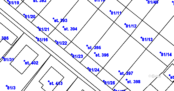 Parcela st. 395 v KÚ Přimda, Katastrální mapa
