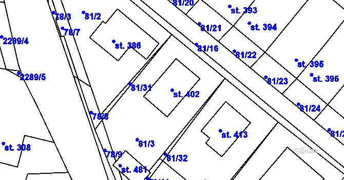Parcela st. 402 v KÚ Přimda, Katastrální mapa
