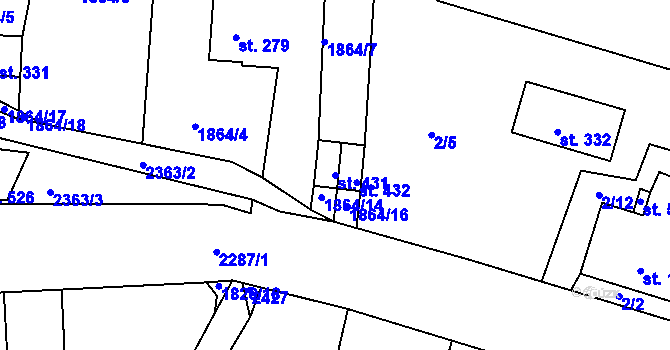 Parcela st. 431 v KÚ Přimda, Katastrální mapa