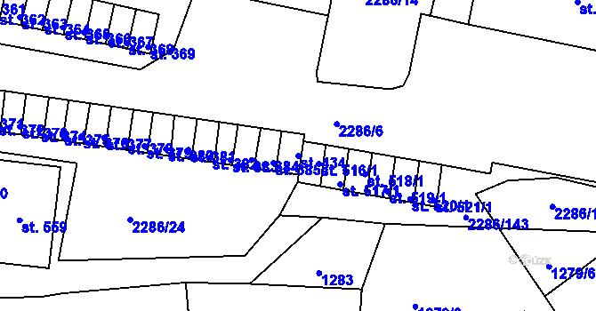 Parcela st. 434 v KÚ Přimda, Katastrální mapa