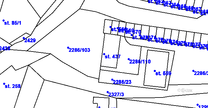 Parcela st. 437 v KÚ Přimda, Katastrální mapa