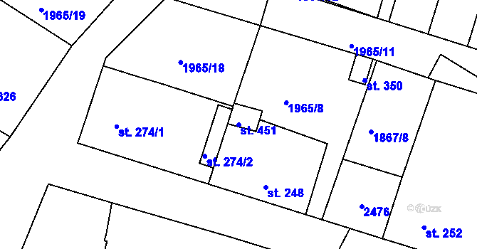 Parcela st. 451 v KÚ Přimda, Katastrální mapa