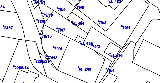 Parcela st. 455 v KÚ Přimda, Katastrální mapa