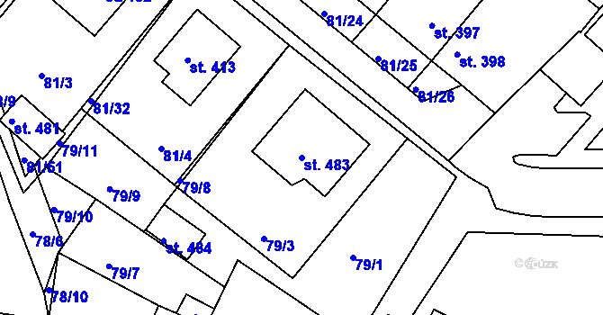 Parcela st. 483 v KÚ Přimda, Katastrální mapa