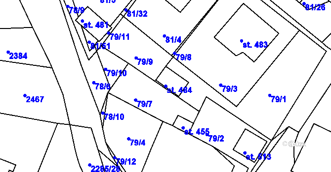 Parcela st. 484 v KÚ Přimda, Katastrální mapa