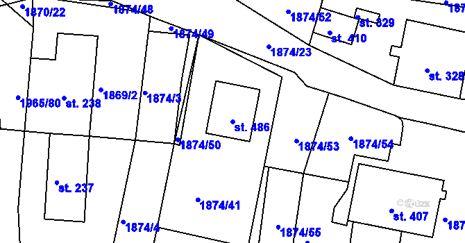 Parcela st. 486 v KÚ Přimda, Katastrální mapa