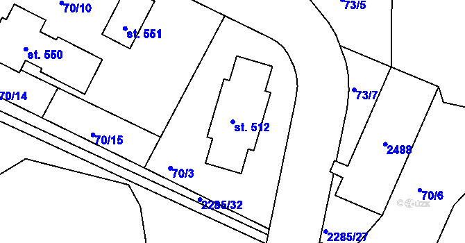 Parcela st. 512 v KÚ Přimda, Katastrální mapa
