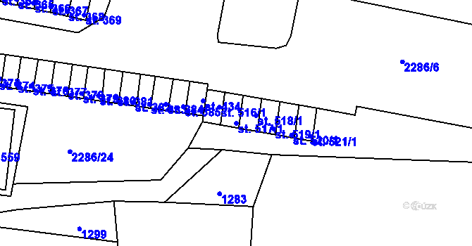 Parcela st. 517/1 v KÚ Přimda, Katastrální mapa