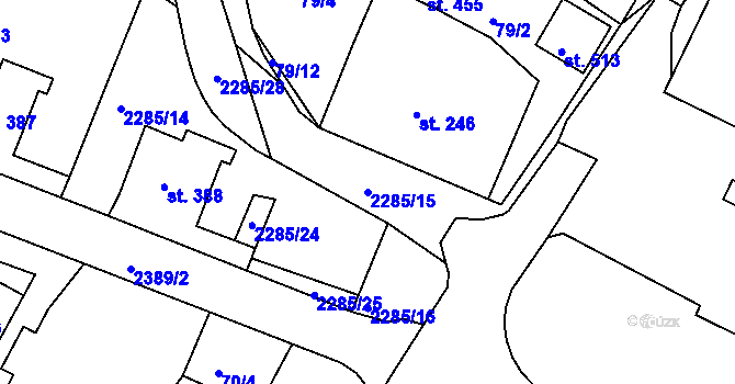 Parcela st. 2285/15 v KÚ Přimda, Katastrální mapa