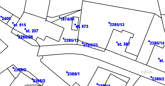 Parcela st. 2285/23 v KÚ Přimda, Katastrální mapa