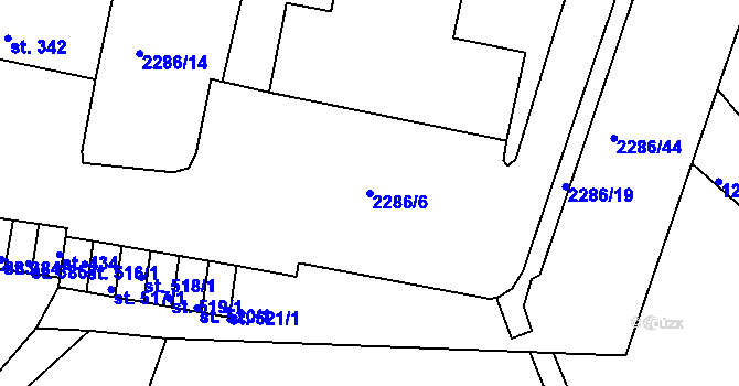 Parcela st. 2286/6 v KÚ Přimda, Katastrální mapa