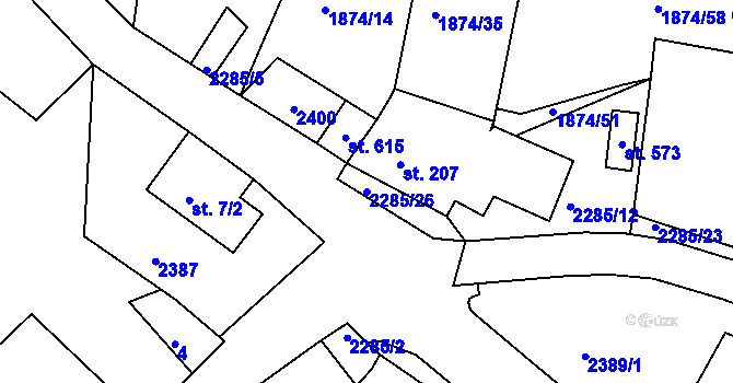 Parcela st. 2285/26 v KÚ Přimda, Katastrální mapa