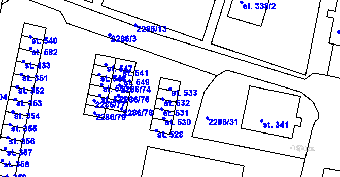 Parcela st. 533 v KÚ Přimda, Katastrální mapa