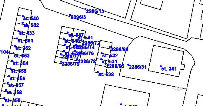 Parcela st. 532 v KÚ Přimda, Katastrální mapa