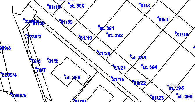 Parcela st. 81/20 v KÚ Přimda, Katastrální mapa