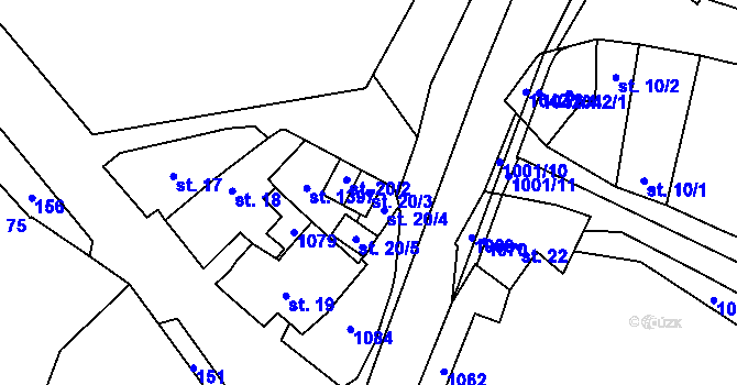 Parcela st. 20/3 v KÚ Přímětice, Katastrální mapa