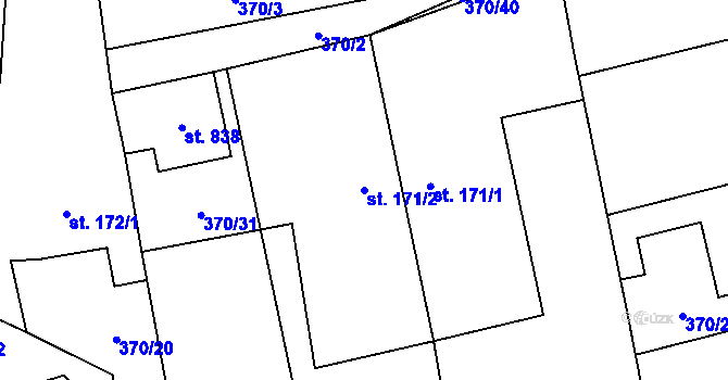 Parcela st. 171/2 v KÚ Přímětice, Katastrální mapa