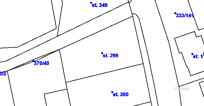 Parcela st. 299 v KÚ Přímětice, Katastrální mapa