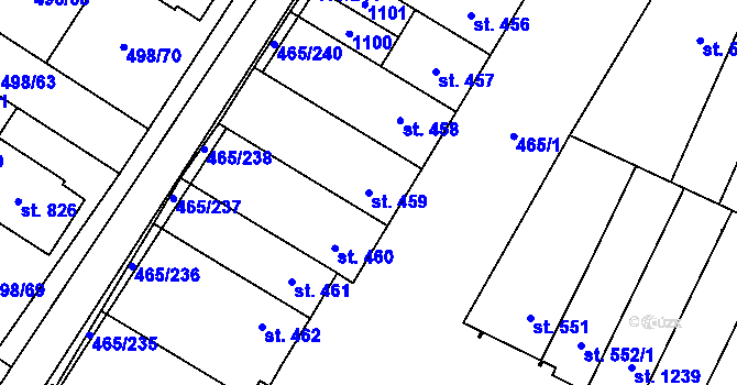 Parcela st. 459 v KÚ Přímětice, Katastrální mapa