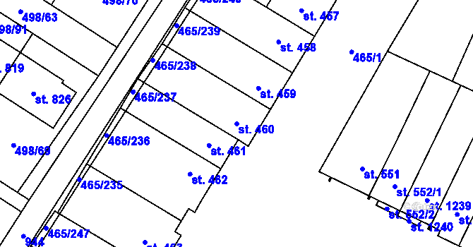 Parcela st. 460 v KÚ Přímětice, Katastrální mapa