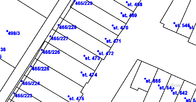 Parcela st. 472 v KÚ Přímětice, Katastrální mapa