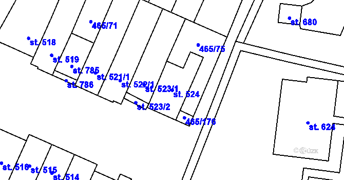 Parcela st. 524 v KÚ Přímětice, Katastrální mapa