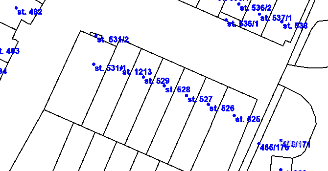 Parcela st. 528 v KÚ Přímětice, Katastrální mapa