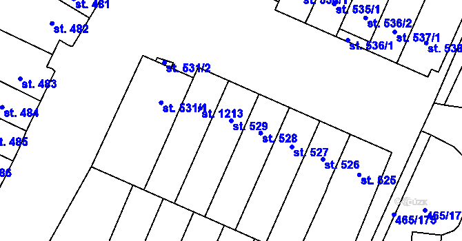 Parcela st. 529 v KÚ Přímětice, Katastrální mapa