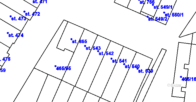 Parcela st. 542 v KÚ Přímětice, Katastrální mapa