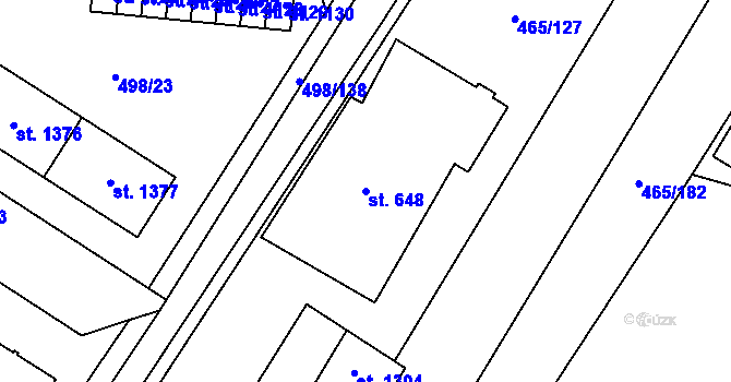 Parcela st. 648 v KÚ Přímětice, Katastrální mapa