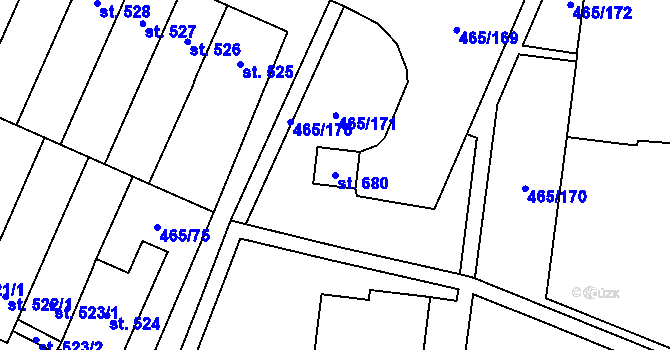 Parcela st. 680 v KÚ Přímětice, Katastrální mapa
